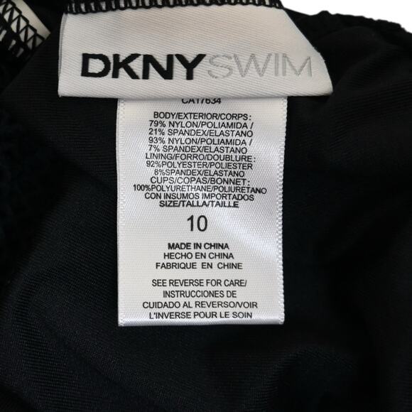 DKNY Swim Women's 10 Black Mesh One Piece Swimsuit with Classic Tank Design - Picture 8 of 9